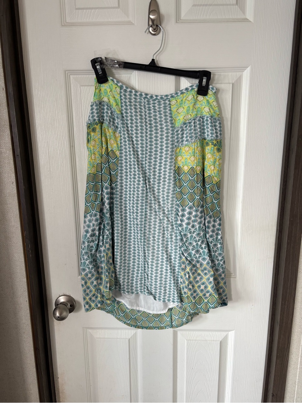 Prana Blue & Yellow Patterned High-Low Skirt